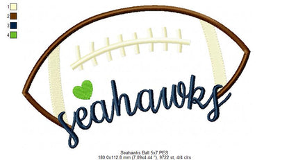 Seahawks – Satin Stitch – Machine Embroidery Design