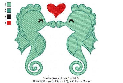 Seahorses in Love - Fill Stitch