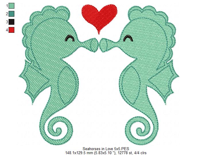 Seahorses in Love - Fill Stitch