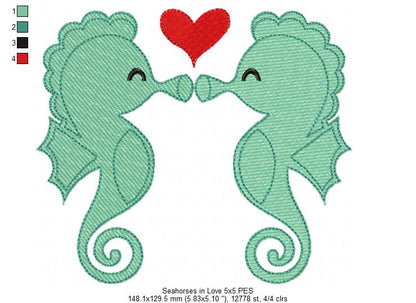 Seahorses in Love - Fill Stitch
