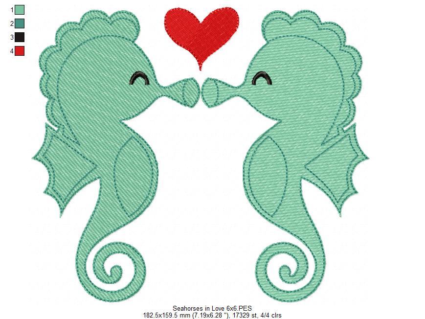 Seahorses in Love - Fill Stitch