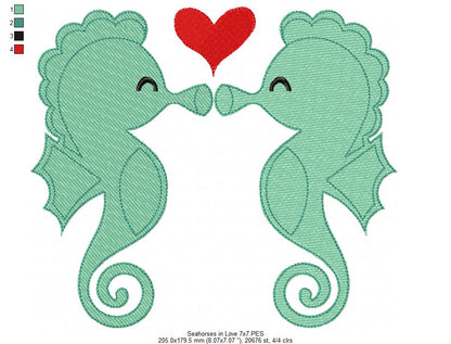 Seahorses in Love - Fill Stitch