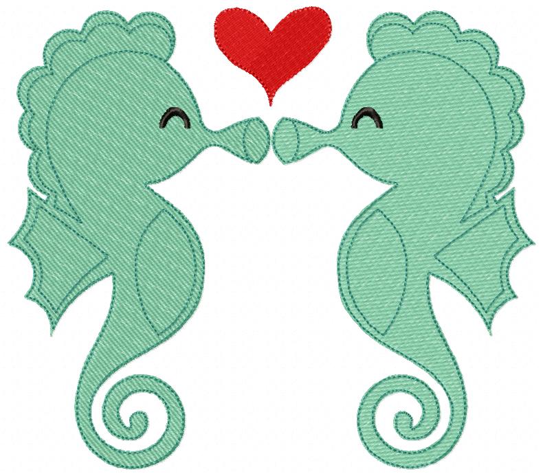 Seahorses in Love - Fill Stitch