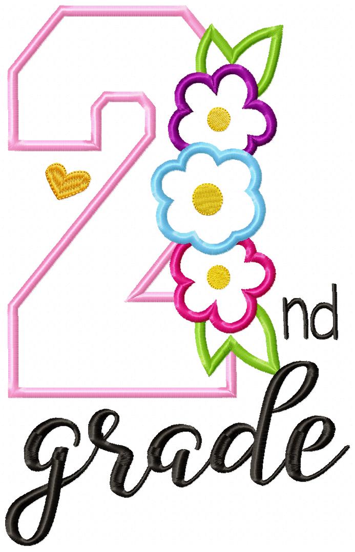 2nd Grade Flowers - Applique-Machine Embroidery design