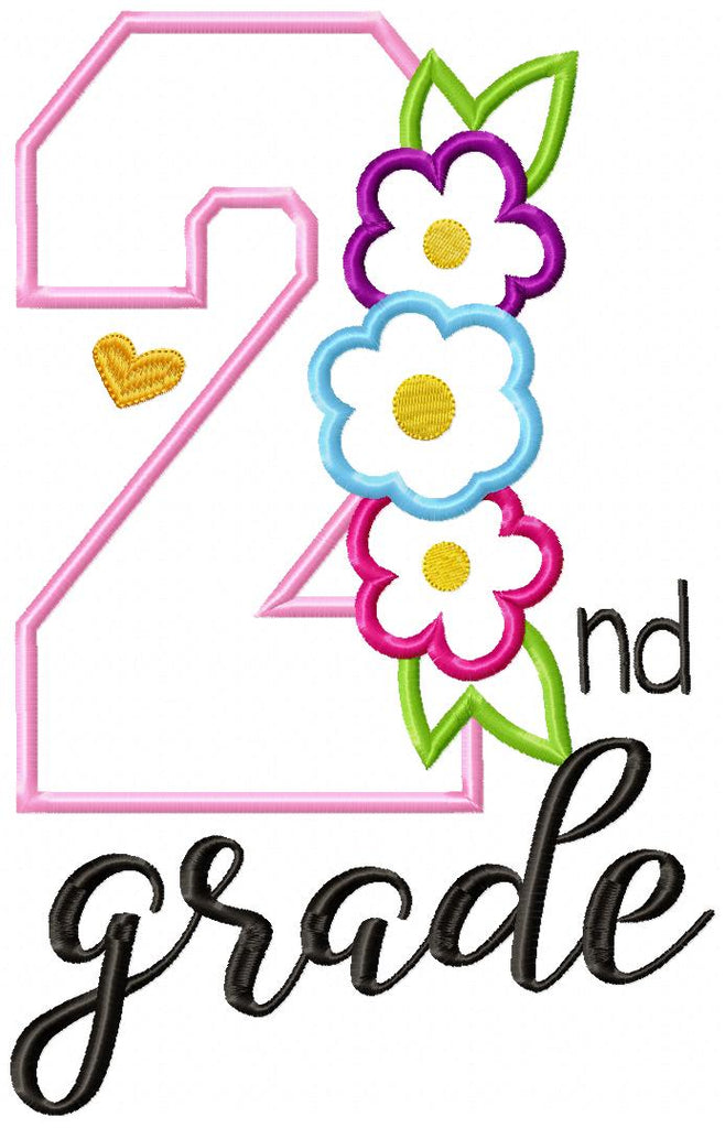 1st to 6th Grade Flowers Back to School Bundle - Applique - Machine Embroidery Design