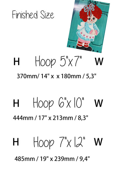 Girl Rag Doll Ornament - ITH Project - Machine Embroidery Design