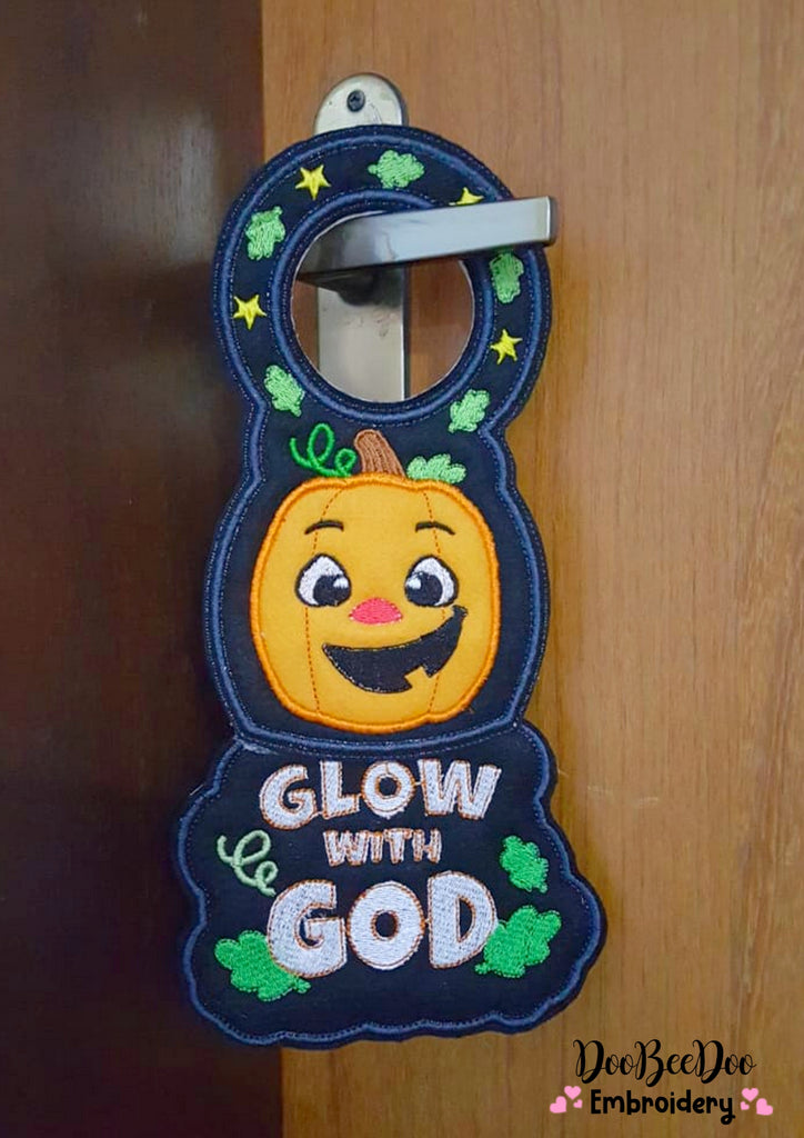 Pumpkins Door Hanger Glow with God - ITH Project - Machine Embroidery Design