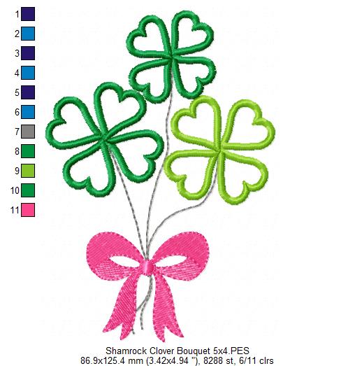 Shamrock Clover Bouquet - Applique
