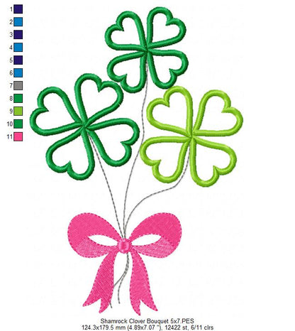 Shamrock Clover Bouquet - Applique