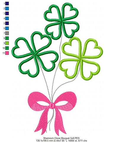 Shamrock Clover Bouquet - Applique