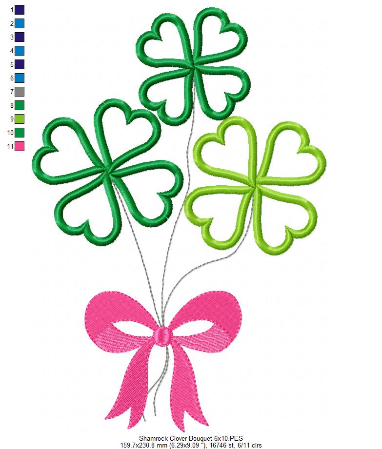 Shamrock Clover Bouquet - Applique