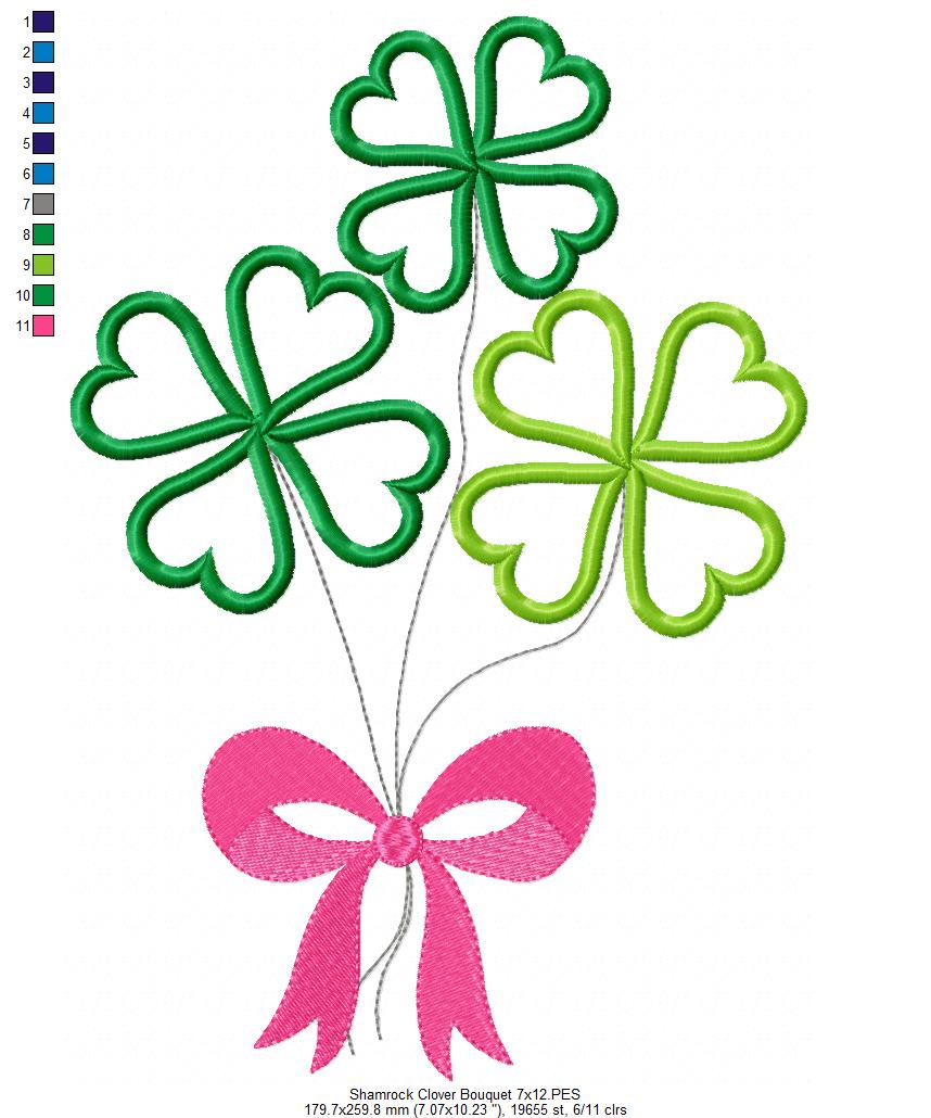 Shamrock Clover Bouquet - Applique