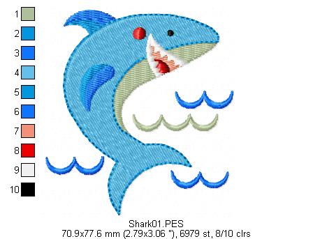 Shark -  Fill Stitch - Machine Embroidery Design