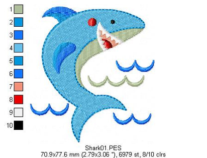Shark -  Fill Stitch - Machine Embroidery Design