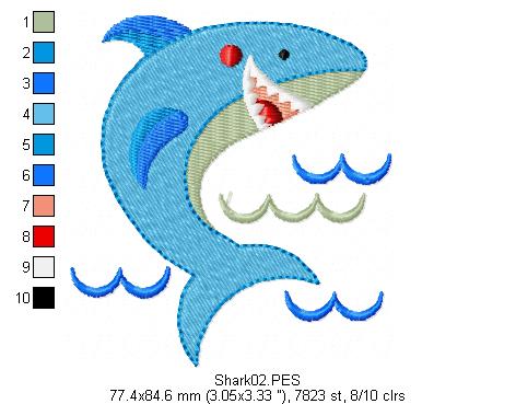 Shark -  Fill Stitch - Machine Embroidery Design