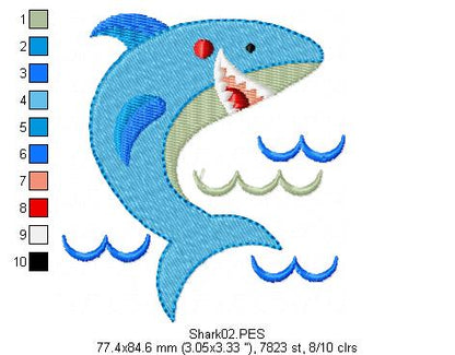 Shark -  Fill Stitch - Machine Embroidery Design