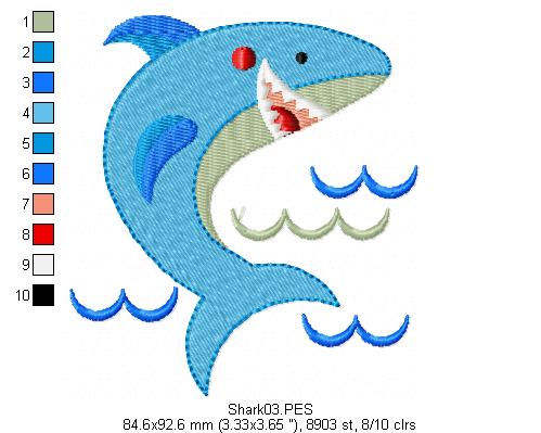 Shark -  Fill Stitch - Machine Embroidery Design