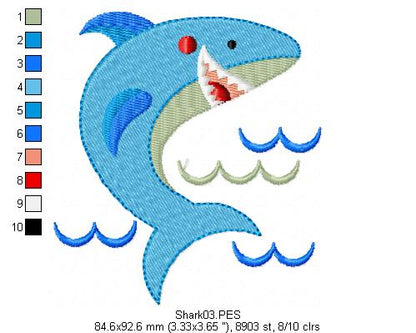 Shark -  Fill Stitch - Machine Embroidery Design