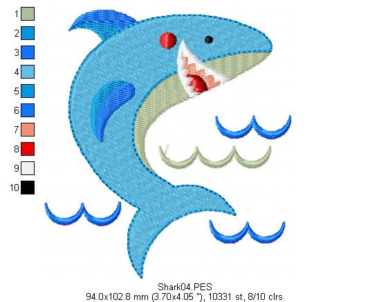 Shark -  Fill Stitch - Machine Embroidery Design