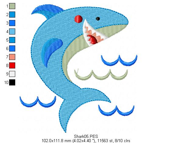 Shark -  Fill Stitch - Machine Embroidery Design