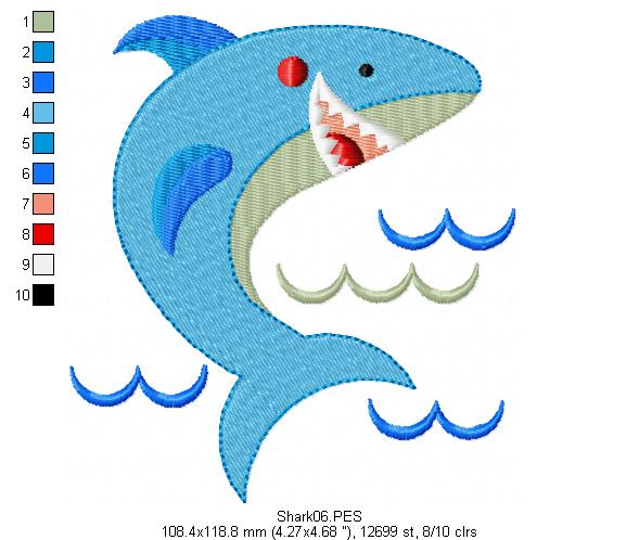 Shark -  Fill Stitch - Machine Embroidery Design
