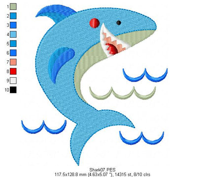 Shark -  Fill Stitch - Machine Embroidery Design
