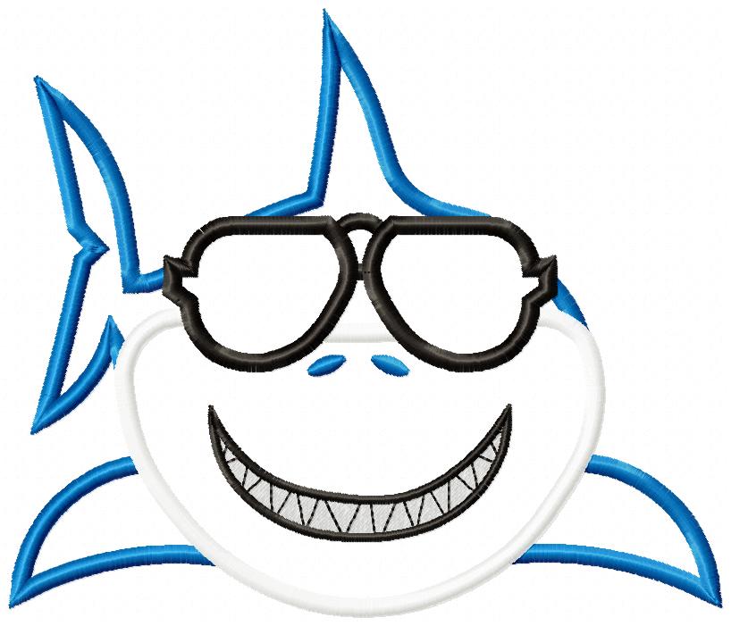 Shark Boy with Sunglasses - Applique Embroidery