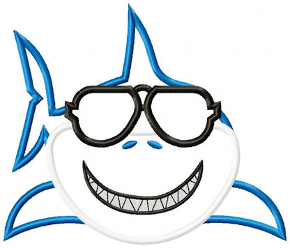 Shark Boy with Sunglasses - Applique Embroidery