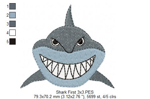 Playful Shark Duo – Fill Stitch – Machine Embroidery Design
