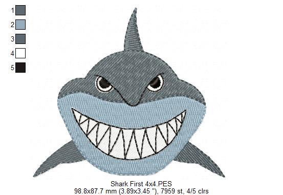 Playful Shark Duo – Fill Stitch – Machine Embroidery Design