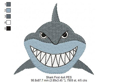 Playful Shark Duo – Fill Stitch – Machine Embroidery Design