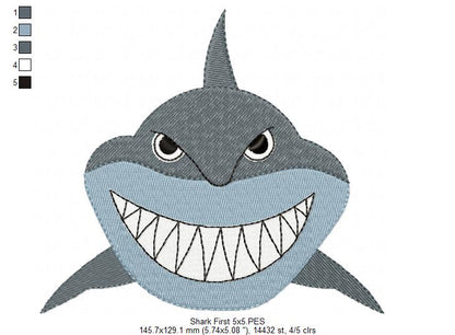 Playful Shark Duo – Fill Stitch – Machine Embroidery Design