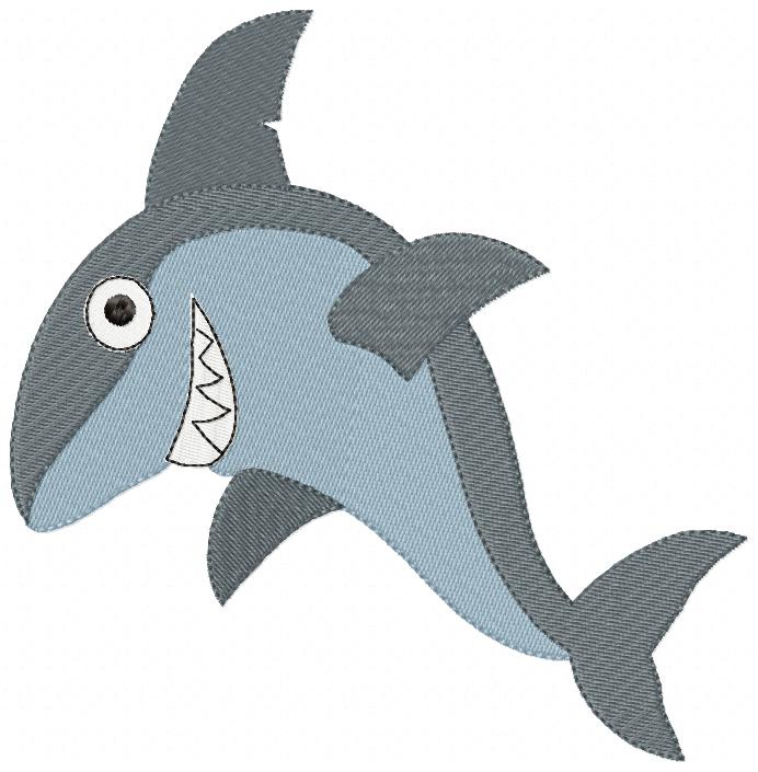 Playful Shark Duo – Fill Stitch – Machine Embroidery Design