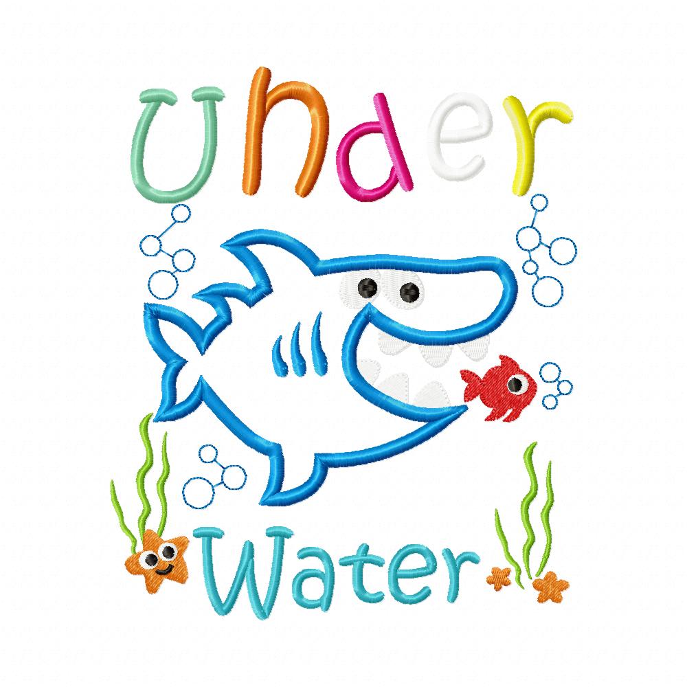 Shark Under the Sea - Appliqué - Machine Embroidery Design