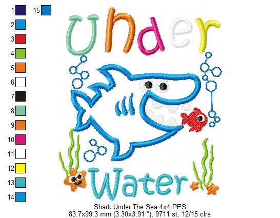 Shark Under the Sea - Appliqué - Machine Embroidery Design