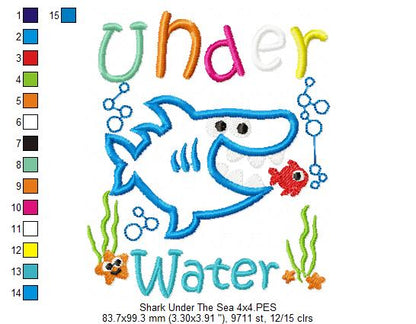 Shark Under the Sea - Appliqué - Machine Embroidery Design