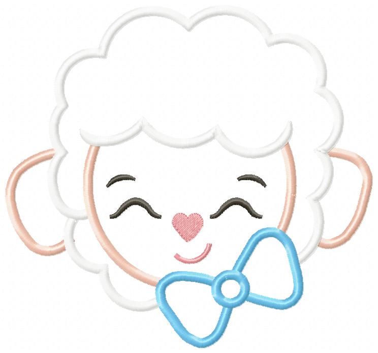 Sheep Girl and Boy Face - Set of 2 designs - Applique