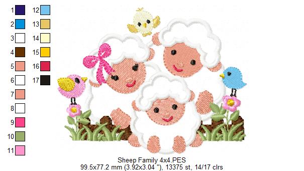Family of Sheeps - Applique