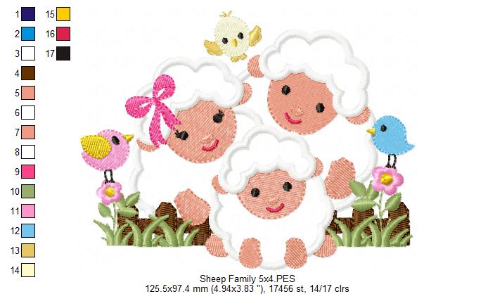 Family of Sheeps - Applique