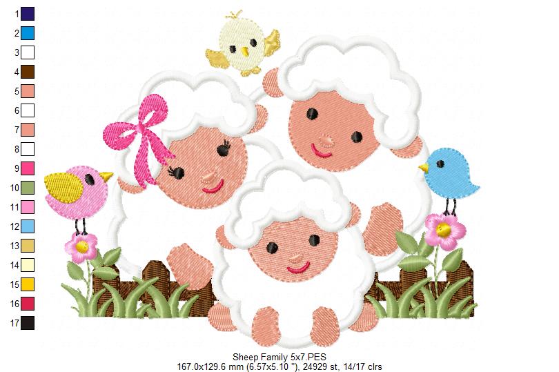 Family of Sheeps - Applique