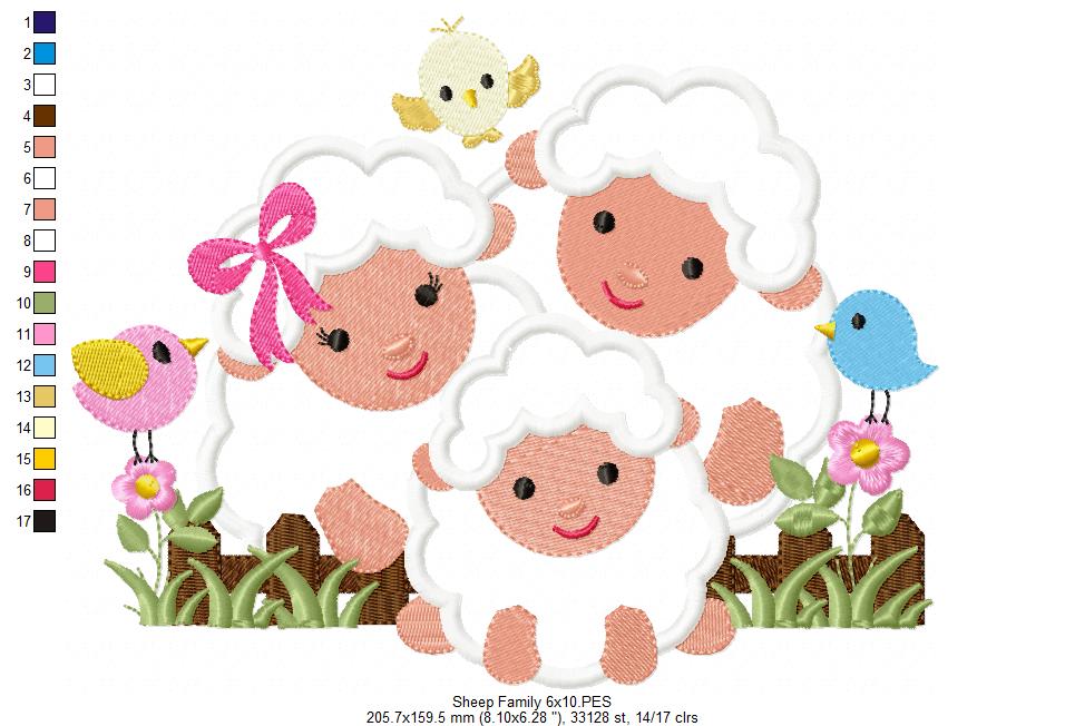 Family of Sheeps - Applique