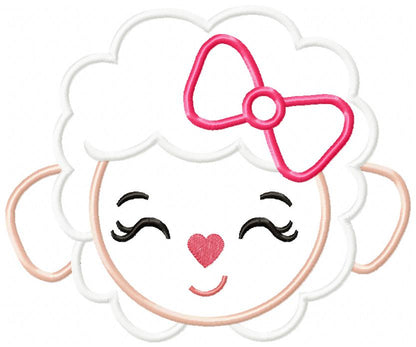Sheep Girl Face - Applique - Machine Embroidery Design