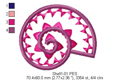 Shells pack - Applique - Machine Embroidery Design
