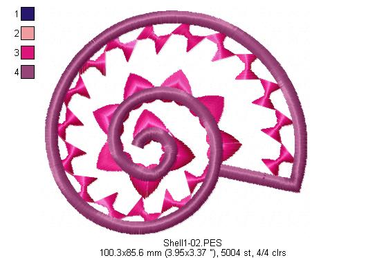 Shells pack - Applique - Machine Embroidery Design