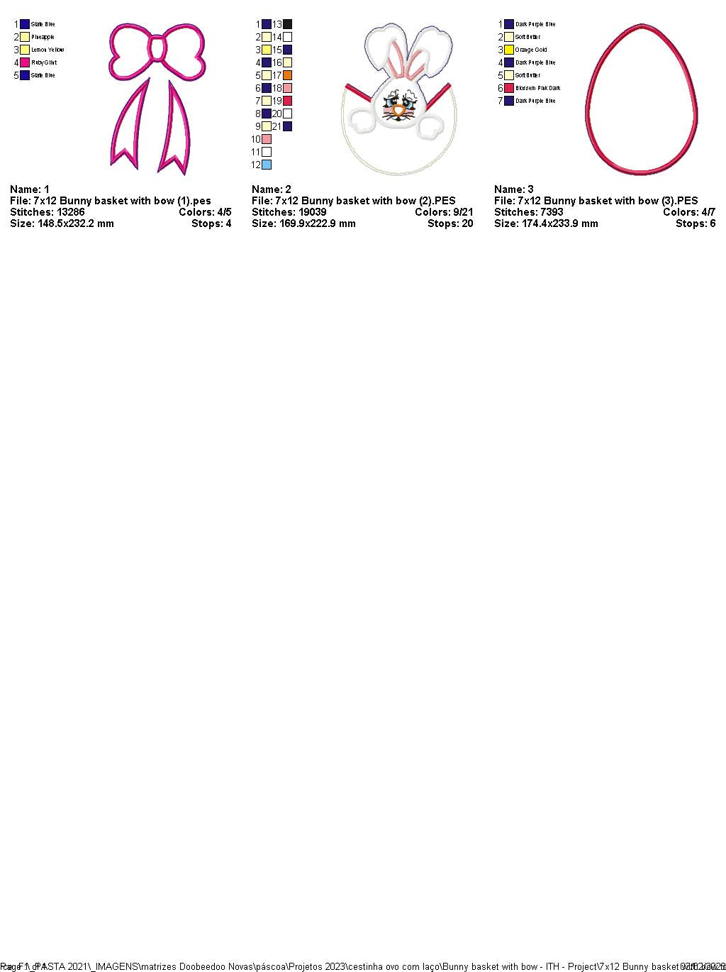 Bunny Basket with Bow - ITH Project - Machine Embroidery Design