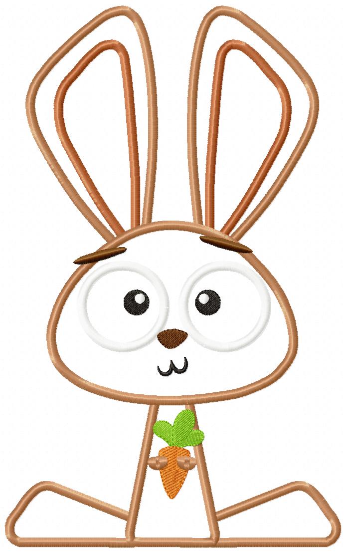 Silly Easter Rabbit with Carrot - Applique
