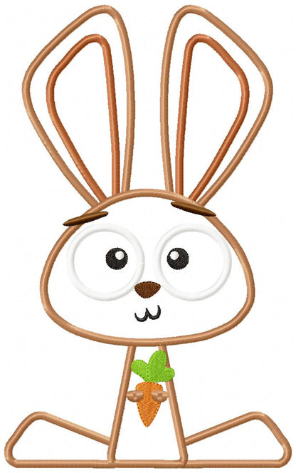Silly Easter Rabbit with Carrot - Applique