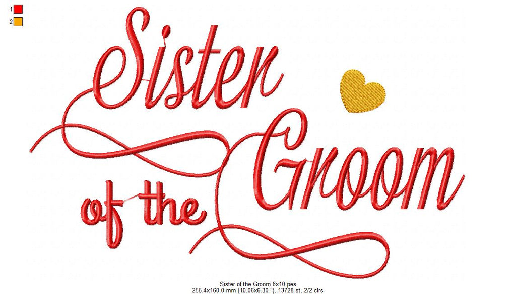 Sister of the Groom - Fill Stitch