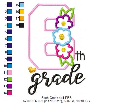 6th Grade Flowers - Applique