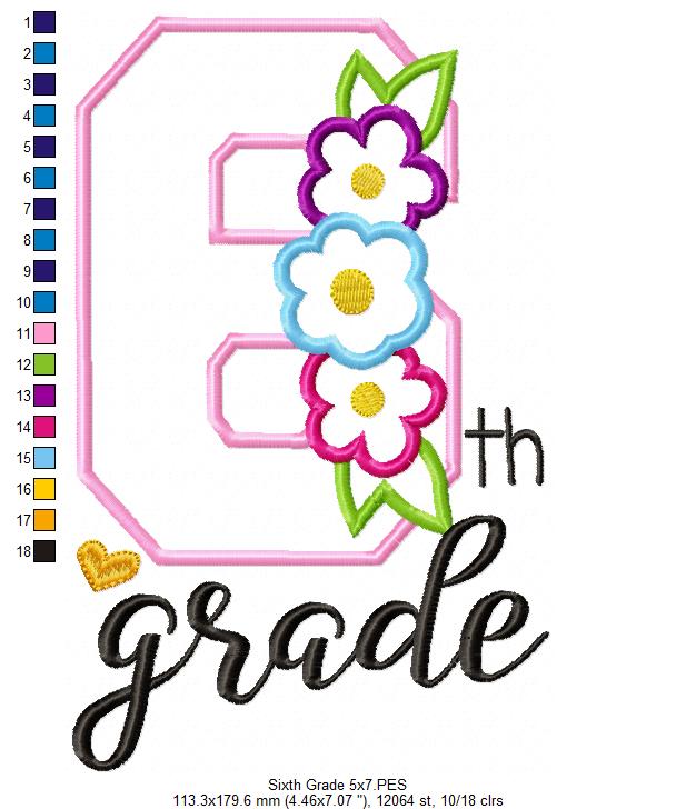 6th Grade Flowers - Applique